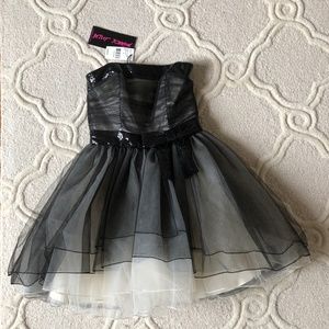 Betsey Johnson black tulle with sequin bow dress